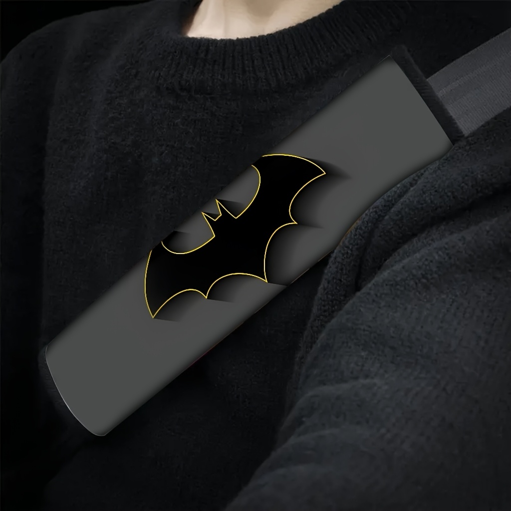 TEMU . 1pc Aesthetic And Durable Seat Belt Protector | Batman Emblem - Standard Car Accessory, Daily Car Sticker And Component, And Replacement | Car