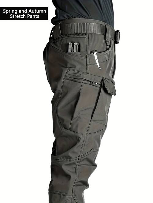 mens outdoor cargo pants autumn style multi pocket wear resistant tear resistant work pants stretch pants sweatpants suitable for hiking camping cycling fishing and mountaineering