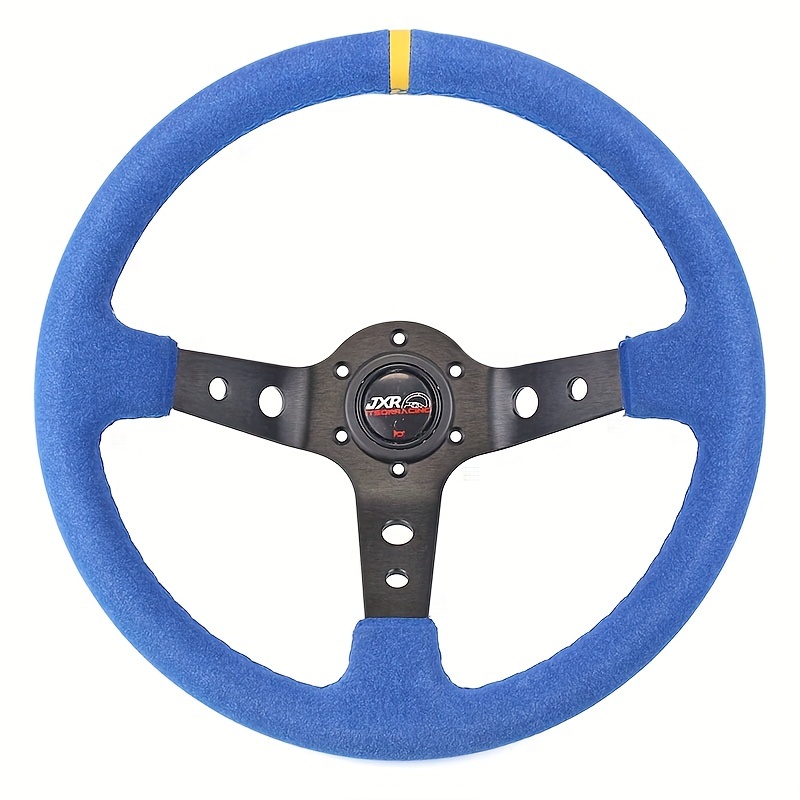 Noir Rouge H)Volants de course en cuir microfibre de 14 pouces 350 mm Volant de sport à dérive
