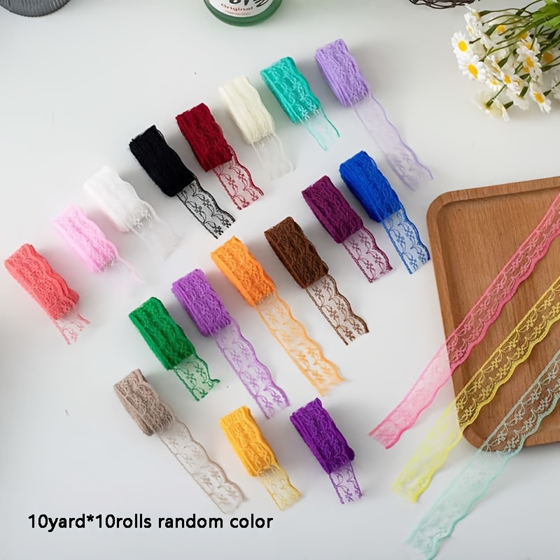 E-shop 10 Rollen 100 Yards/20 Rollen 200 Yards Bunte DIY Spitzenbänder für Kleidung Bastelarbeiten - Zubehörteile