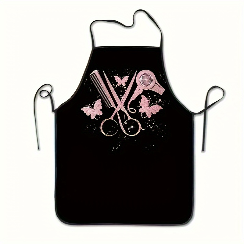 

1pc Stylish Hair Stylist Graphic Print Apron, Adjustable Size Polyester Work Apron, Ideal For Hairdressers & Gardening, Woven Material, Perfect Gift