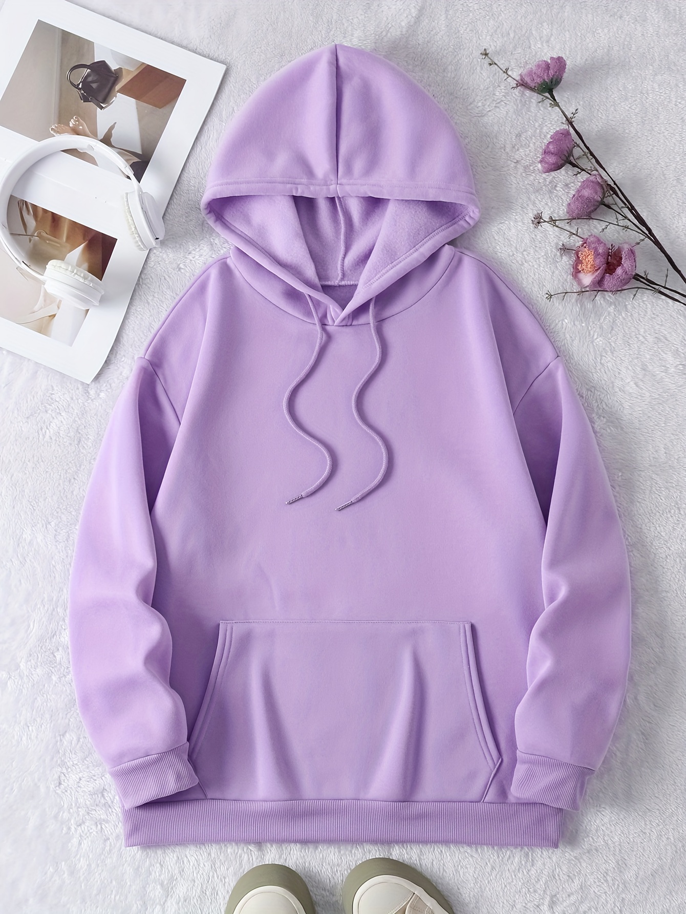 women' purple letter print hoodie kind