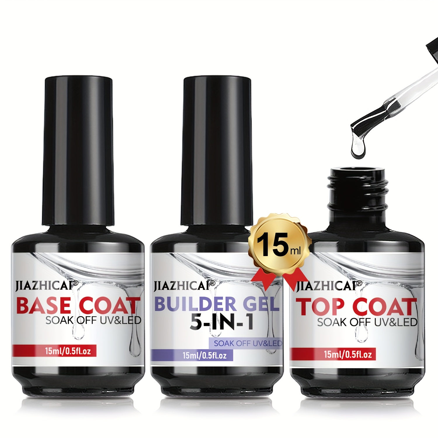 Image of 15ml/3pcs Builder Gel Base Coat Set, Multi Functional Gel For Thickening, Building And Nail Extension, Soak-off Led Manicure Gel, Need Led Lamp, Ideal For Diy Nail Art, Nice Gift For Women