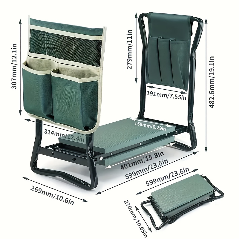E-shop Höhenverstellbarer Garten-Kniehocker & Sitz mit Klapp-Sitz-Design, langlebiges Gewebe & Aluminiumrahmen. Kniebrett- für die Gartenarbeit im
