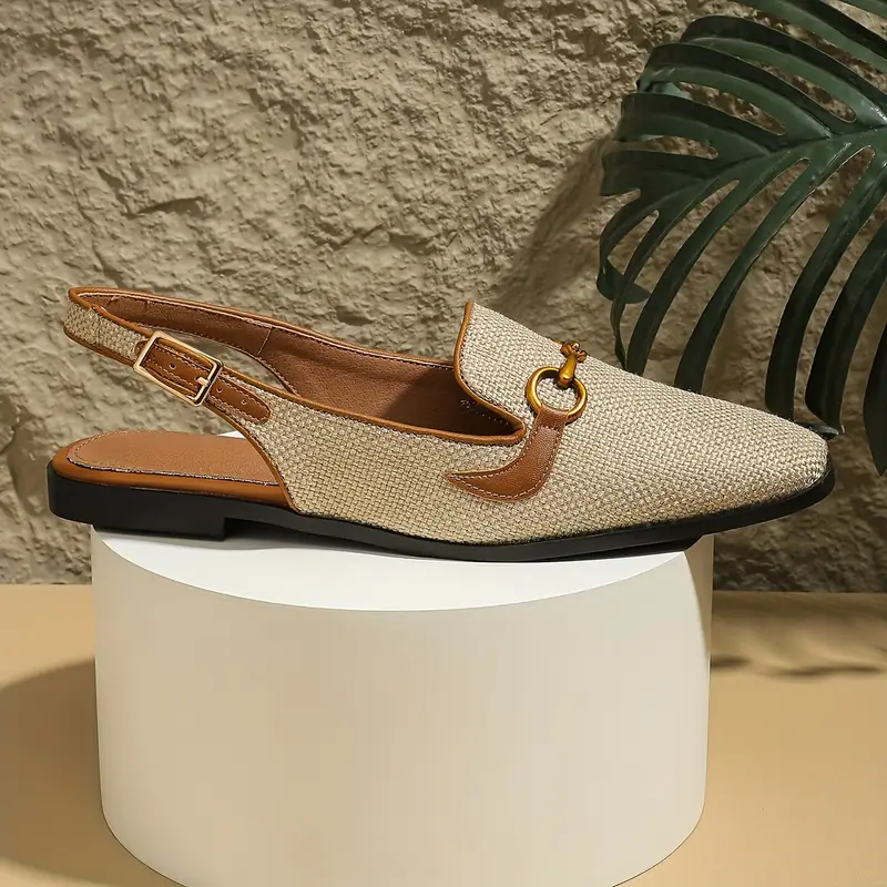 women s retro flat sandals elegant square toe buckle strap details 0