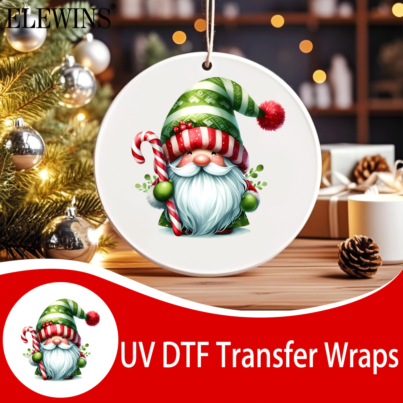 item picture 48pcs traditional christmas gnomes christmas ornament uv dtf stickers scratch vinyl decals for diy crafts christmas decorations teacher gift mom gift