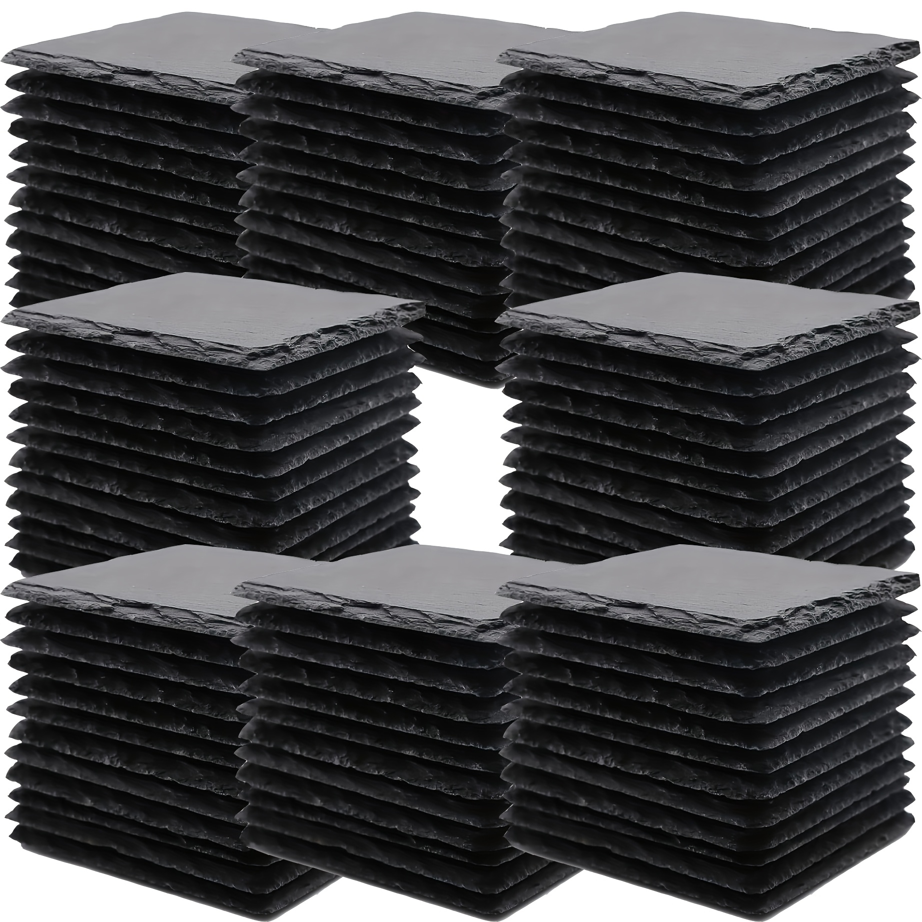 Image of Dofiki 48/72/96pcs Slate Coaster4 Inch Square Coaster Set, Laser Engraved Blank, Scratch-resistant Bottom, Suitable For Home Office, Bar, Coffee, Kitchen, Outdoor Picnic, Gift Wedding Party