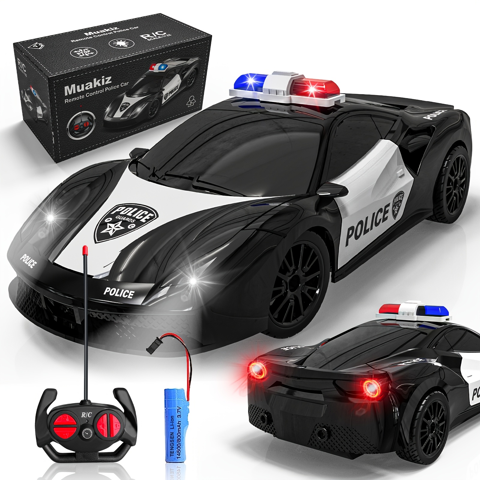 [RC Police Car] 1pc Remote Control Car Toys, RC 1:24 Scale Police Car | USB Rechargeable Battery, Long-Lasting Playtime