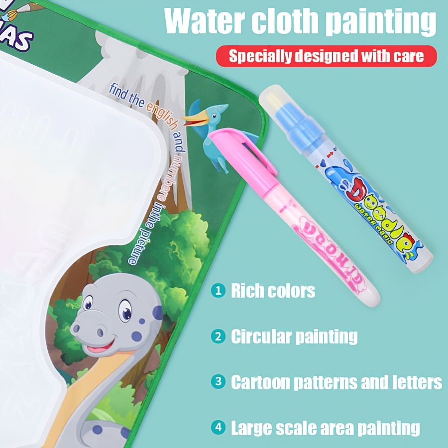 1pc Kids Magic Water Paintable Drawing Mat with Magic Ink - Reusable Washable Art Paper, Portable Watercolor Activity Toy for &, Mess-Free Coloring Book Pages & DIY Crafts, Soft Cloth Storage (No Spills, Easy Clean