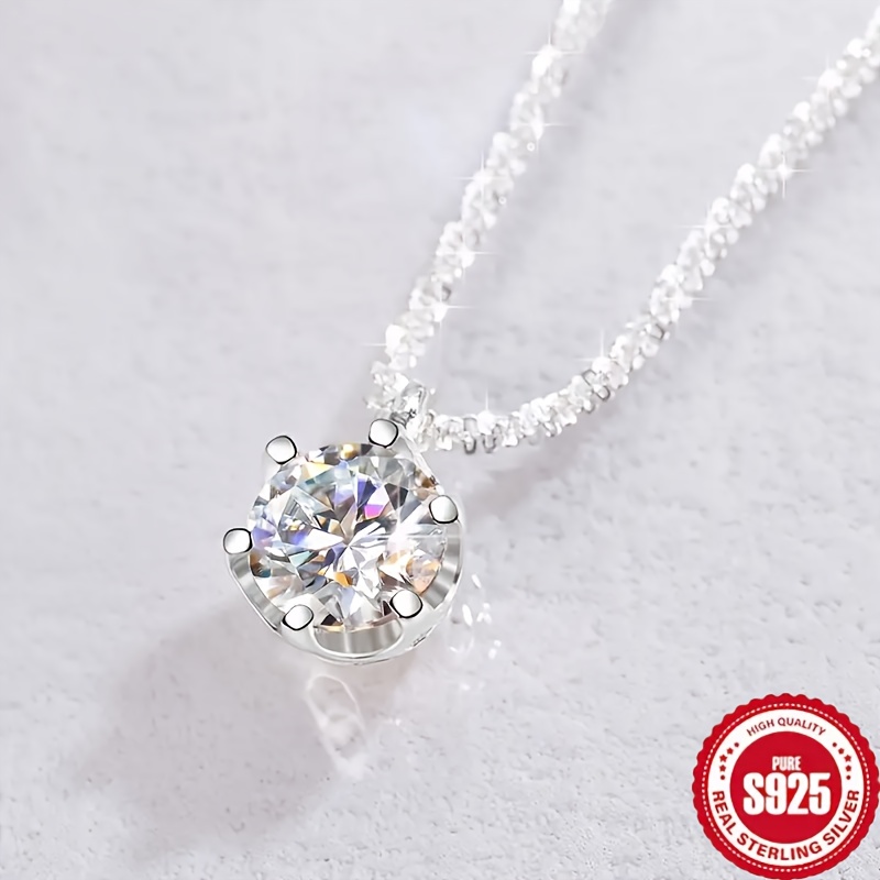 1 carat moissanite ladies necklace 925 sterling silvery wedding necklace eternal necklace mothers day valentines day luxury ladies jewelry gift Product details 4