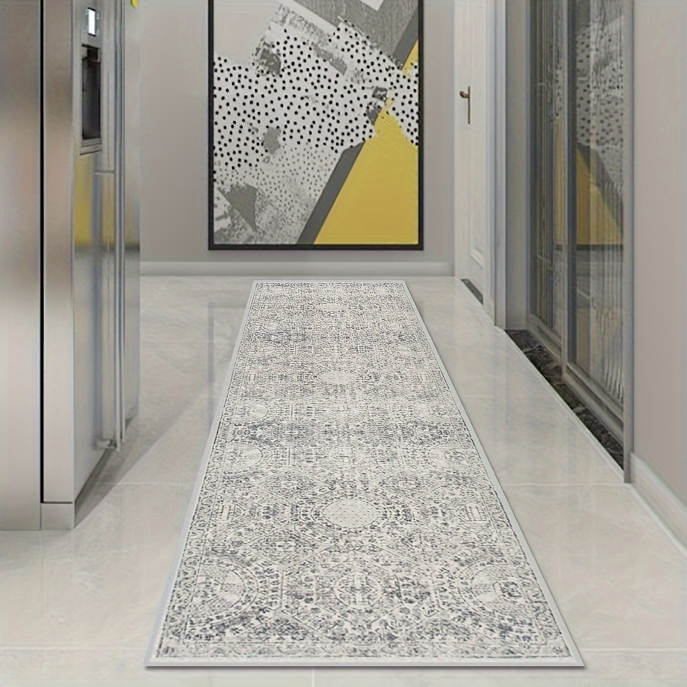 Image of Golden Diamond Velvet Rug, 1pc, Light Coffee Shop Fashionable Rug, Indoor White Creative Long Carpet, Living Room Anti-slip Machine Washable Mat, Party Golden Diamond Velvet Decorative Runner Rug