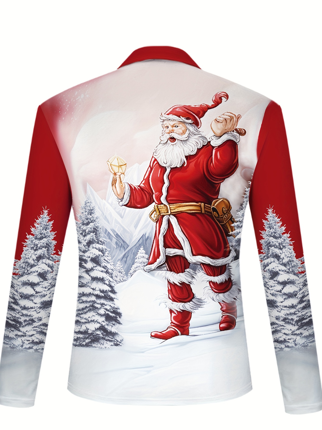 mens christmas santa graphic casual shirt   polyester     collar   stretch fabric   seasonal knit with button detail regular fit long sleeve top mixed color 1