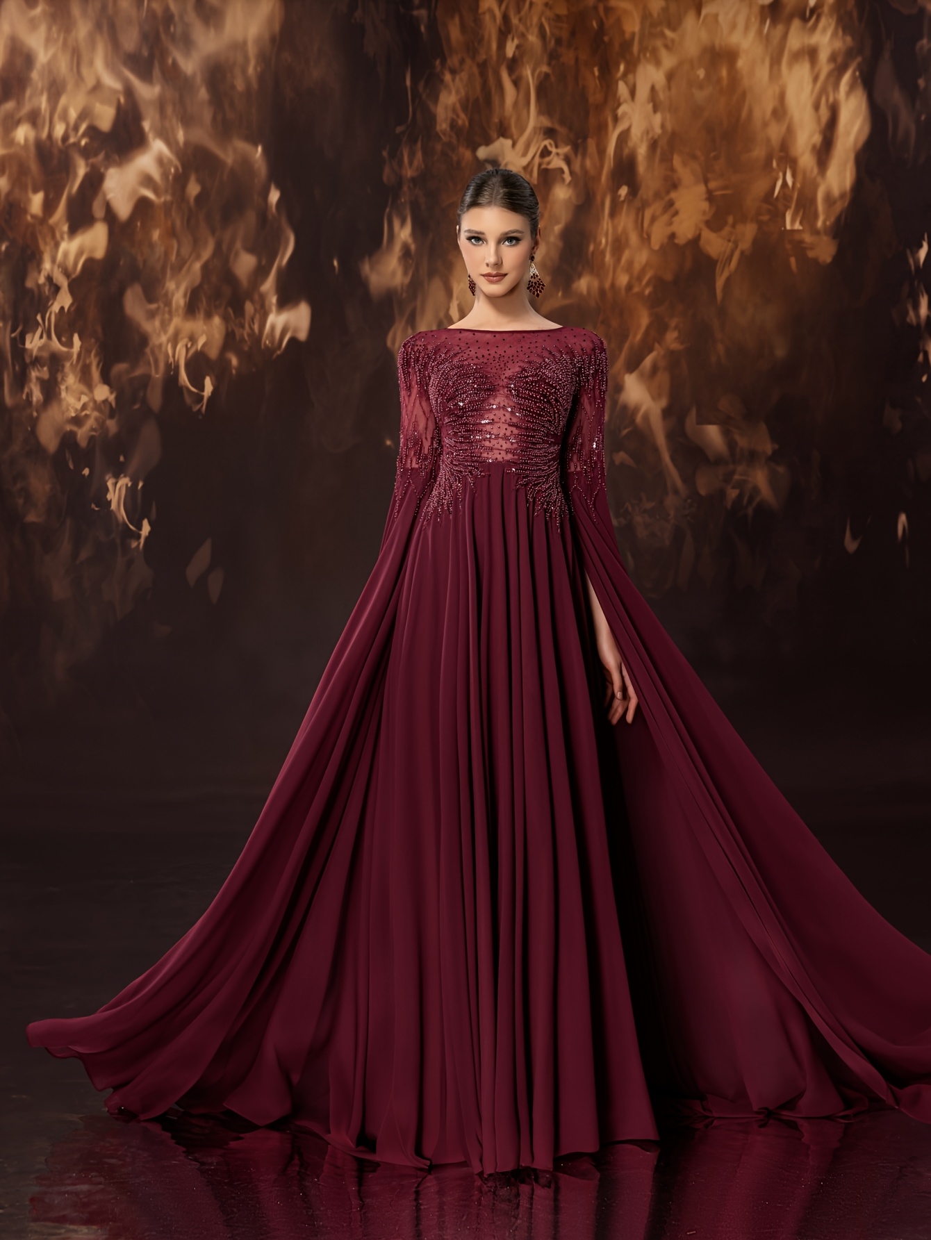 long sleeve ball dresses nz Ball Gown Floor Length Prom Dresses Evening Gown Ball Gown Formal Dress  Sparkle & Shine Long Sleeve V Neck Wedding Guest Wedding Party Pocket Satin  with Sequin Pocket 2026