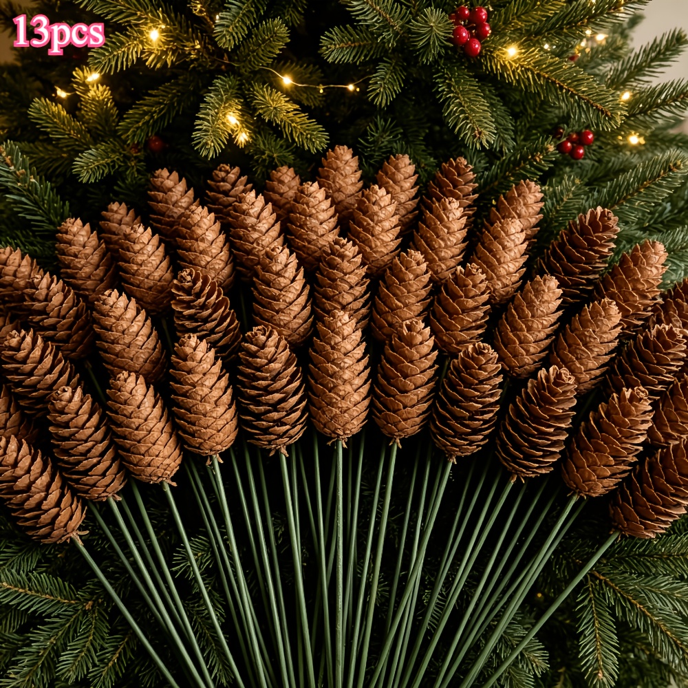 TEMU 13pcs Realistic Sienna Bouquet Fan Artificial Flowers Uv Resistant Outdoor Cone Splayed - Fall Halloween Thanksgiving Christmas Winter Fall