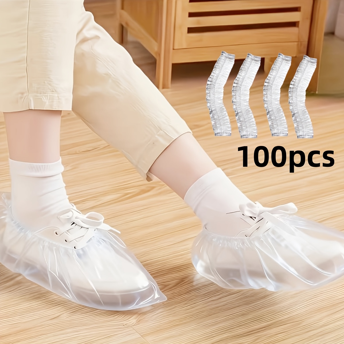 E-shop 100 Stück Transparente PVC Einweg Schuhüberzieher, Verdickte Anti-Rutsch Schuhüberzüge aus Kunststoff, Staubdichter Schutz, Geeignet für Hygiene