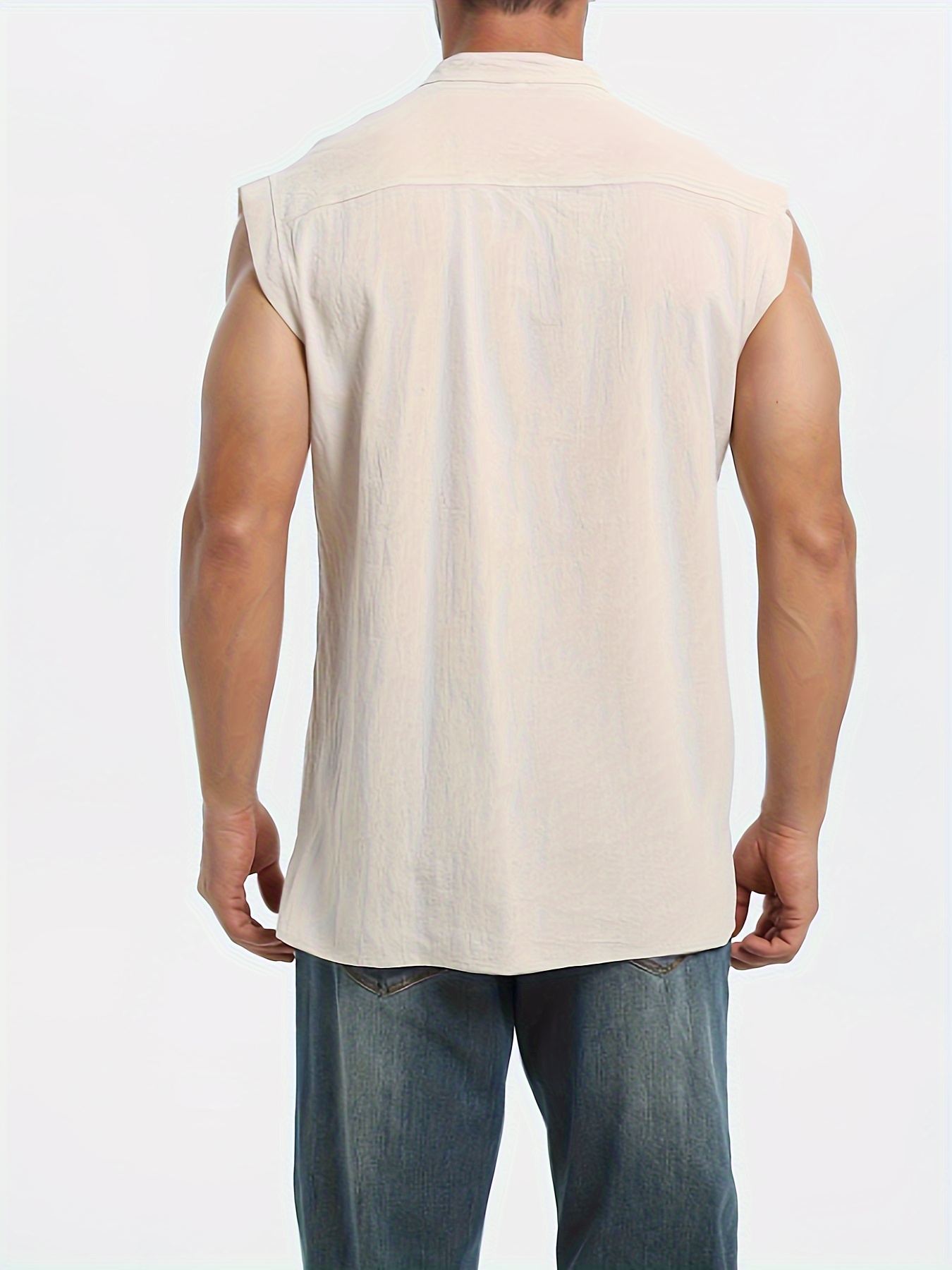 Men's Plus Size Sleeveless Traditional Chinese Guizhou Shirt - Stand Collar Loose Fit with Drawstring & Button Front Closure, Olive Green Casual Retro Top for Spring Summer Fall, Machine Washable, PLUS SIZE