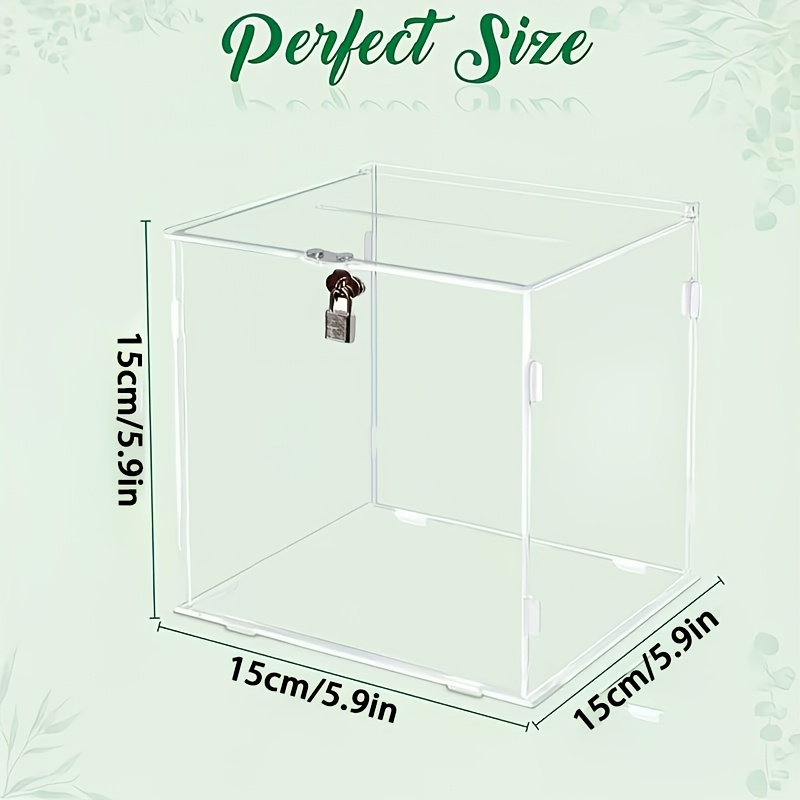 TEMU Halloween, Christmas, 1 Transparent Acrylic Lockable Card Holder - High- Gift And Greeting Card Storage Box, Suitable For Wedding, Anniversary,