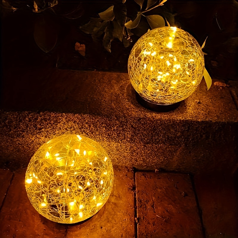 

1 Diameter 10 Cm Cracked Glass Solar Ball Light - Outdoor Floor Light, Warm Glow, Perfect For Roads, Gardens And Outdoor Decoration