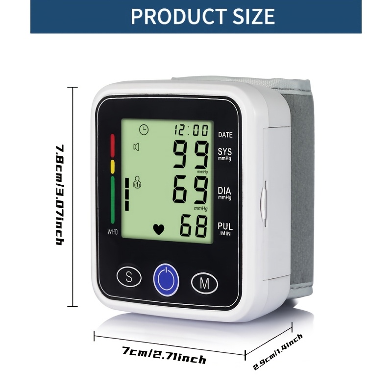 wrist   lcd audio broadcast high blood pressure and irregular heart rhythm detector   adjustable cuff battery powered battery not included protects   of the elderly and is a good gift for family   Product details 6