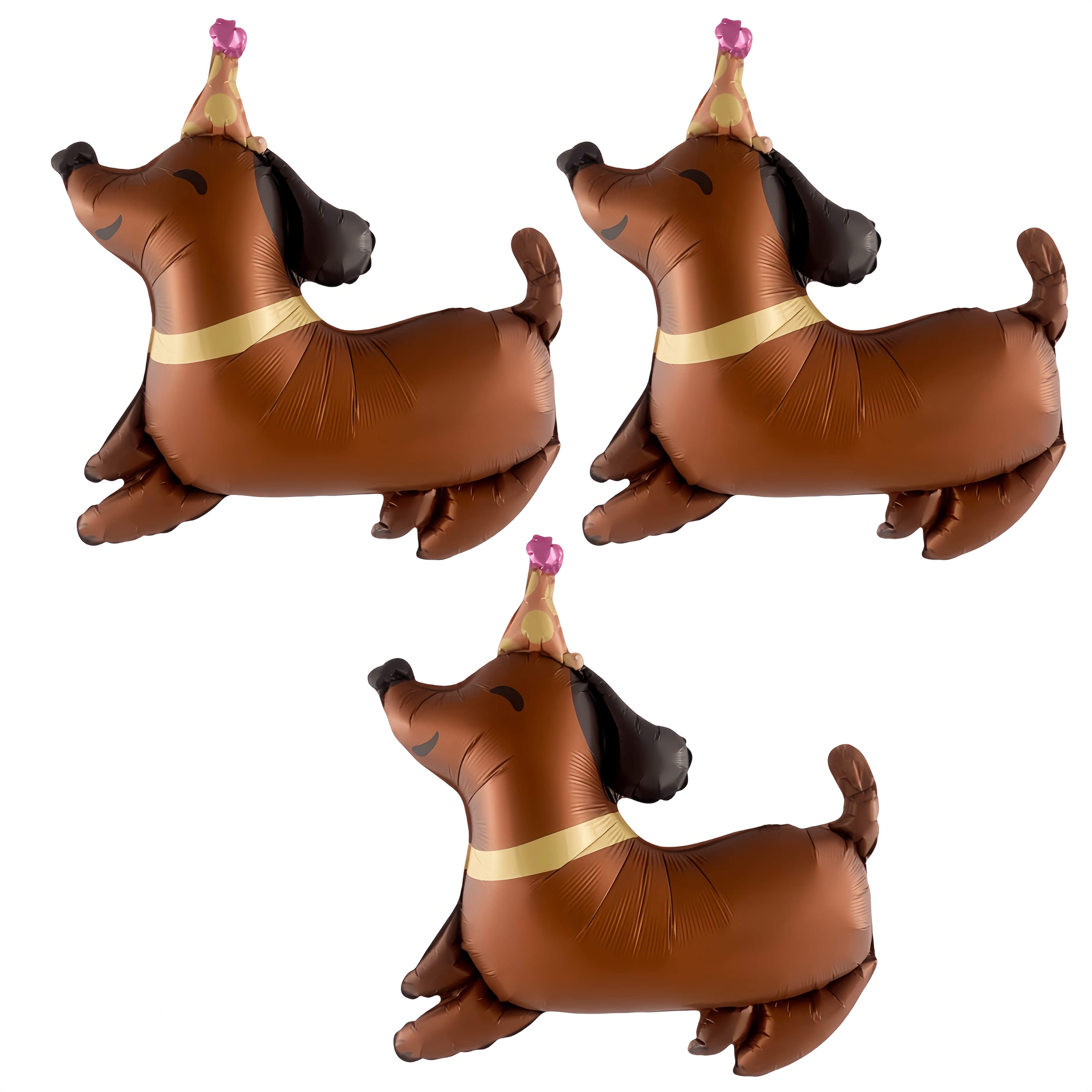 Image of Cute Birthday Hat Puppy Aluminum Film Balloon, Cartoon Dachshund Husky Balloon, Very Suitable For Dog Birthday Party Decoration