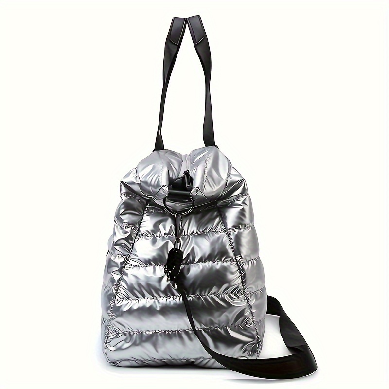 Sac De Sport Matelassé Freiesoldaten – 43x32x21cm – Nylon – Bandoulière Ajustable – Noir/blanc/argent/rose – Yoga Fitness Voyage