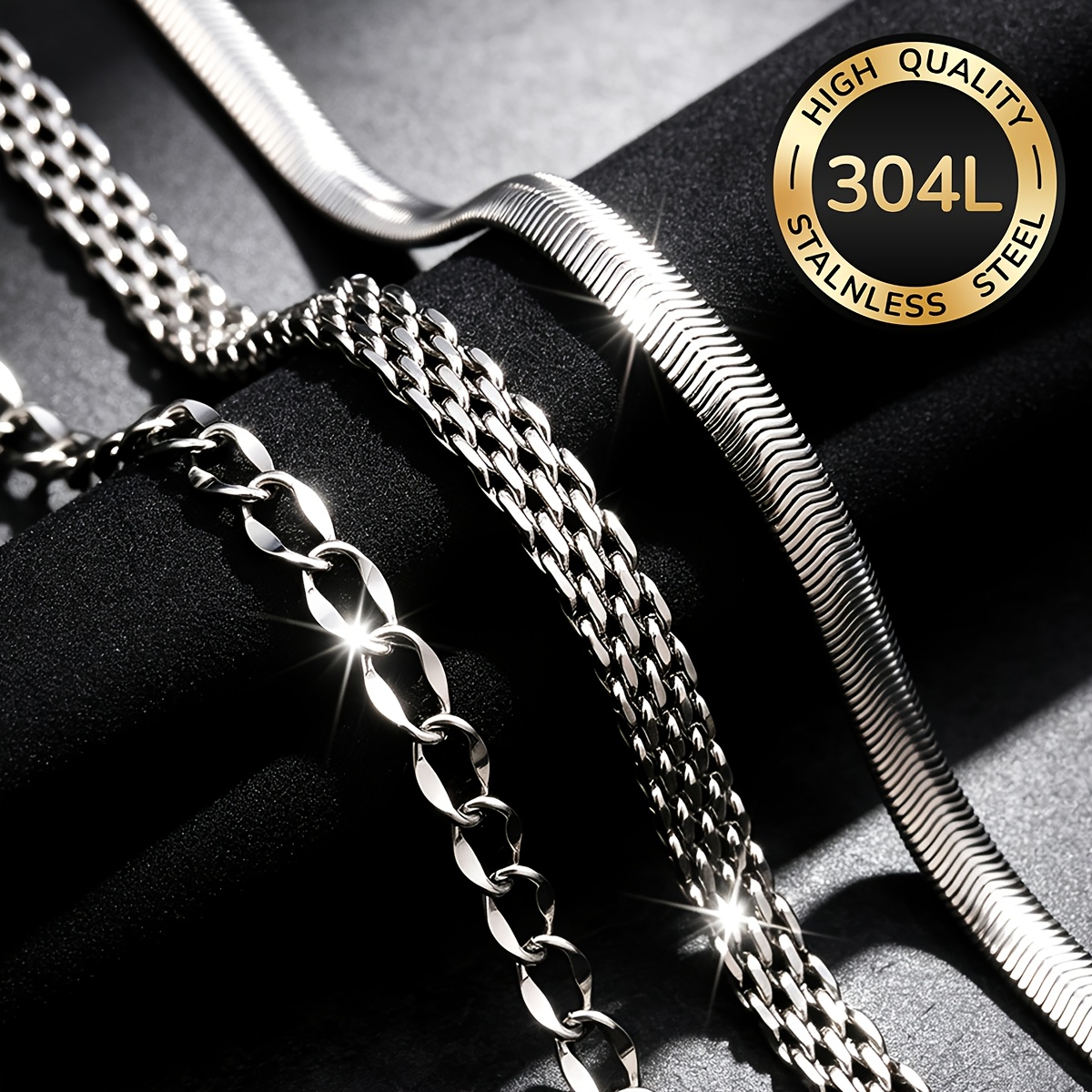 3pcs Women's 304L Stainless Steel Bracelet Set, Waterproof