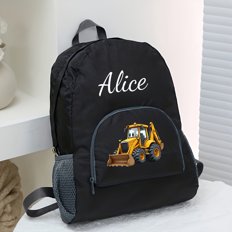 TEMU A Custom-name Folding Backpack Made Of Lightweight Nylon With Zipper Closure, Adjustable Shoulder Straps, Foldable Design, Durable And Easy To