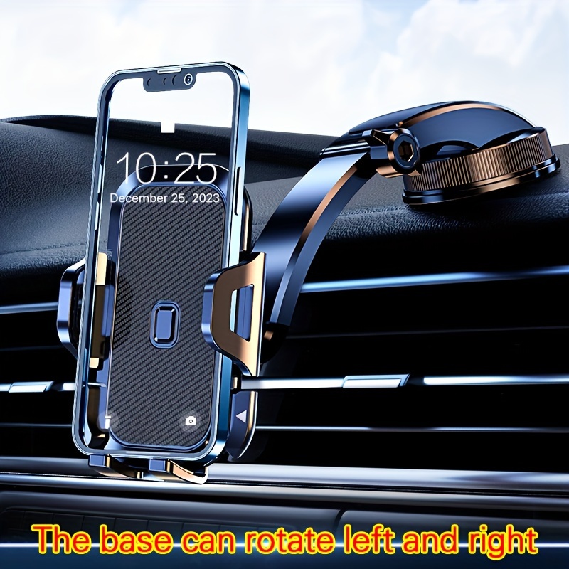 Image of Car Phone Holder. Automotive Phone Mount. Rotatable. Curved Design. Lockable. Suction Cup Type. Mobile Device Support