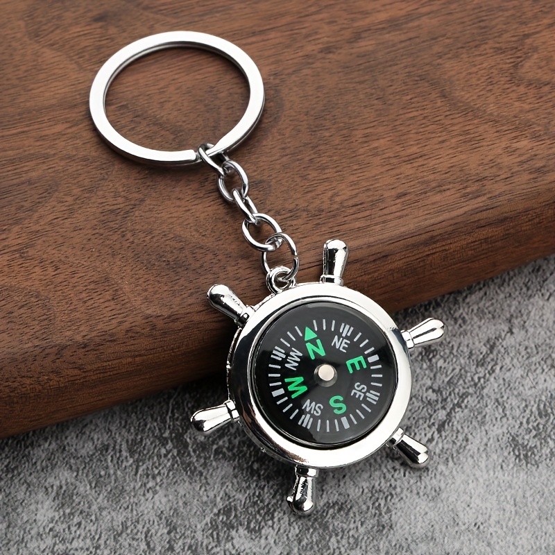 Image of 1pc Boat Compass Keychain, Featuring A Minimalist And , For Men's Commuting And As A Portable Accessory