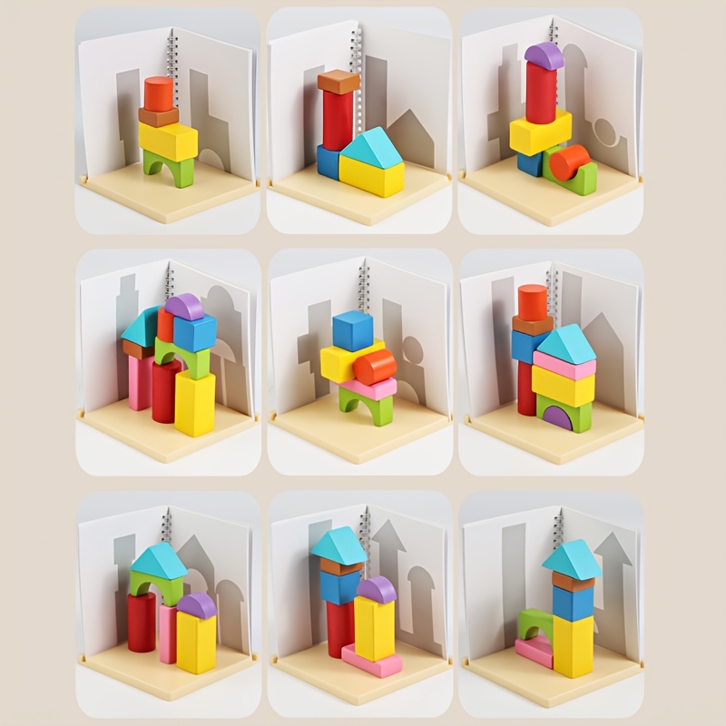 Children's Wooden 3D Spatial Construction Blocks