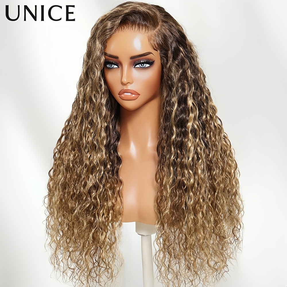 Unice 13x4 Lace Frontal Wig Blend Sun- Balayage Human Hair Glueless Wig With Drawstring
