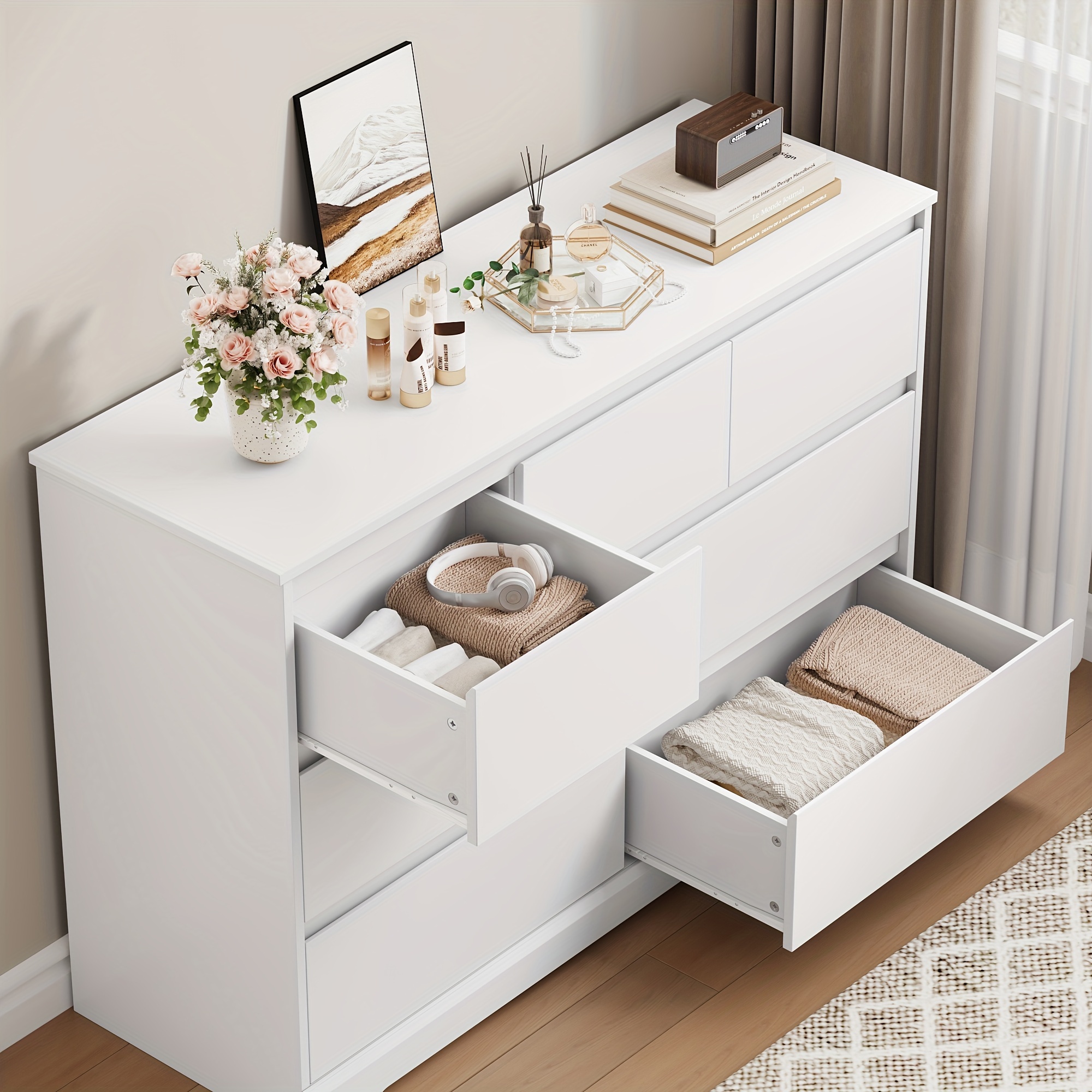 fultru modern white dresser tall chest drawers storage 7 - Temu