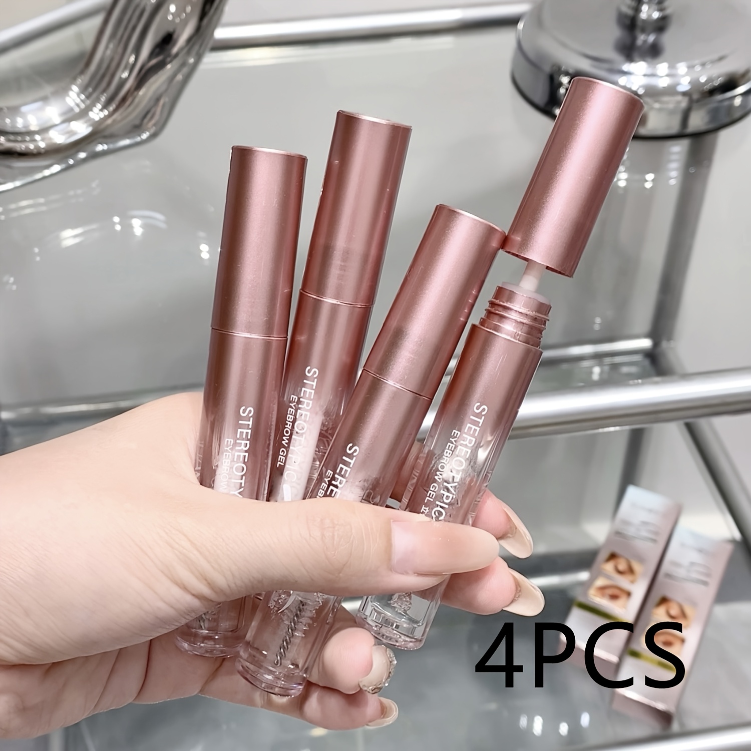 TEMU Set Of 4, 3d Natural Brow Shaping Gel, A Defining Cream For Sculpting Brows, Styling Soap Long-lasting, Waterproof, And Sweatproof, Featuring A