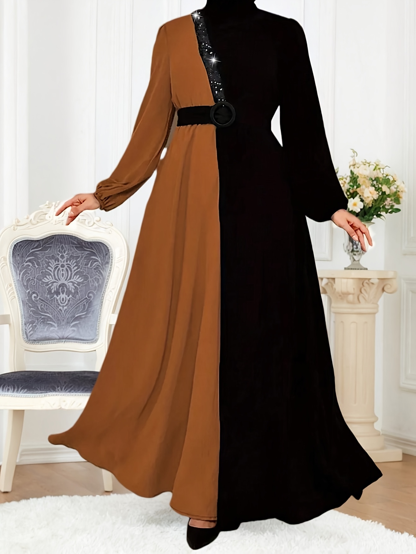 womens arabic dress modern fashion contrasting colors high - Temu Trkiye
