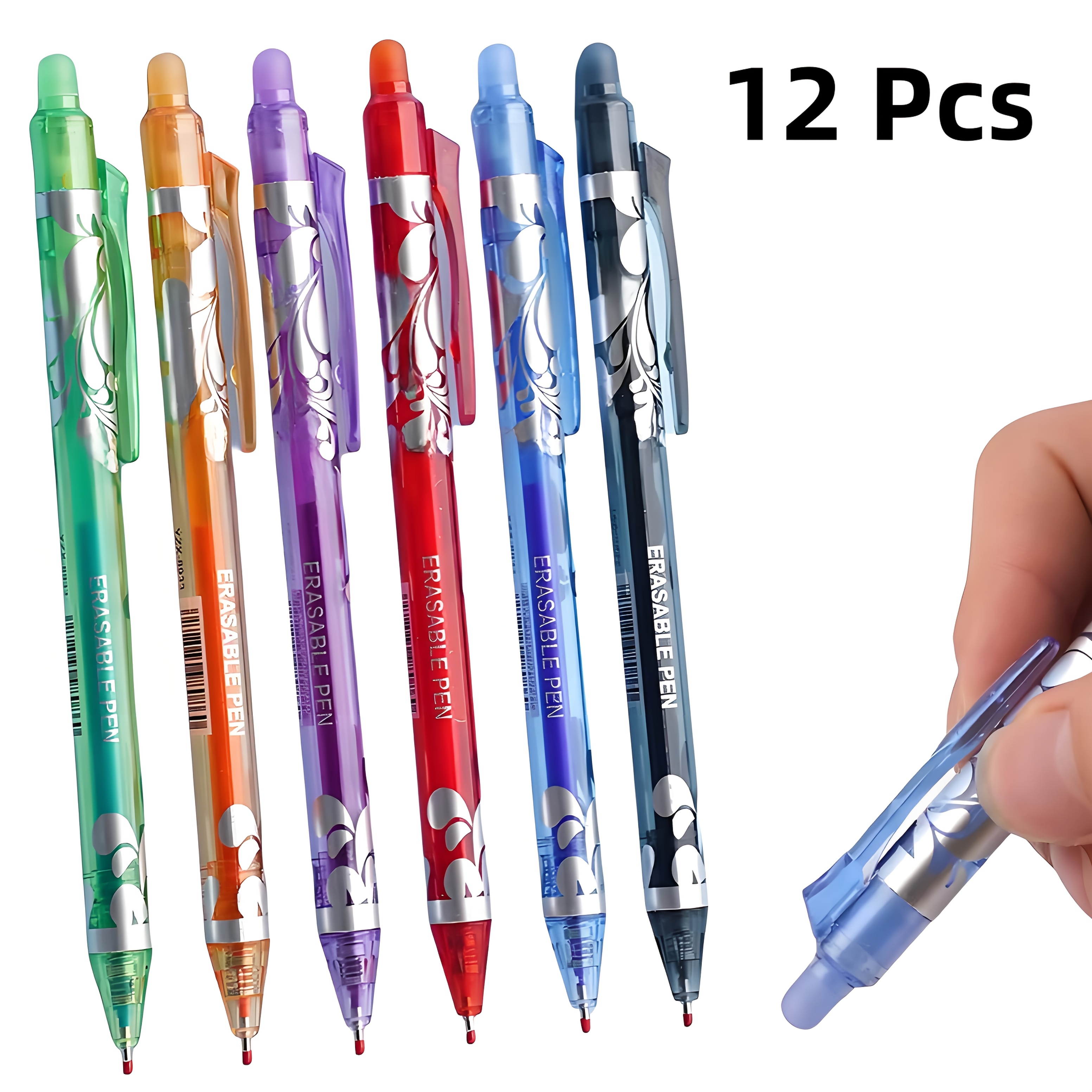 

12pcs Vibrant Erasable Gel Pens Set - 0.5mm Fine Point, Retractable Ballpoint Pens With Large Capacity, Smooth Writing, Quick-drying Ink, And For Office, School