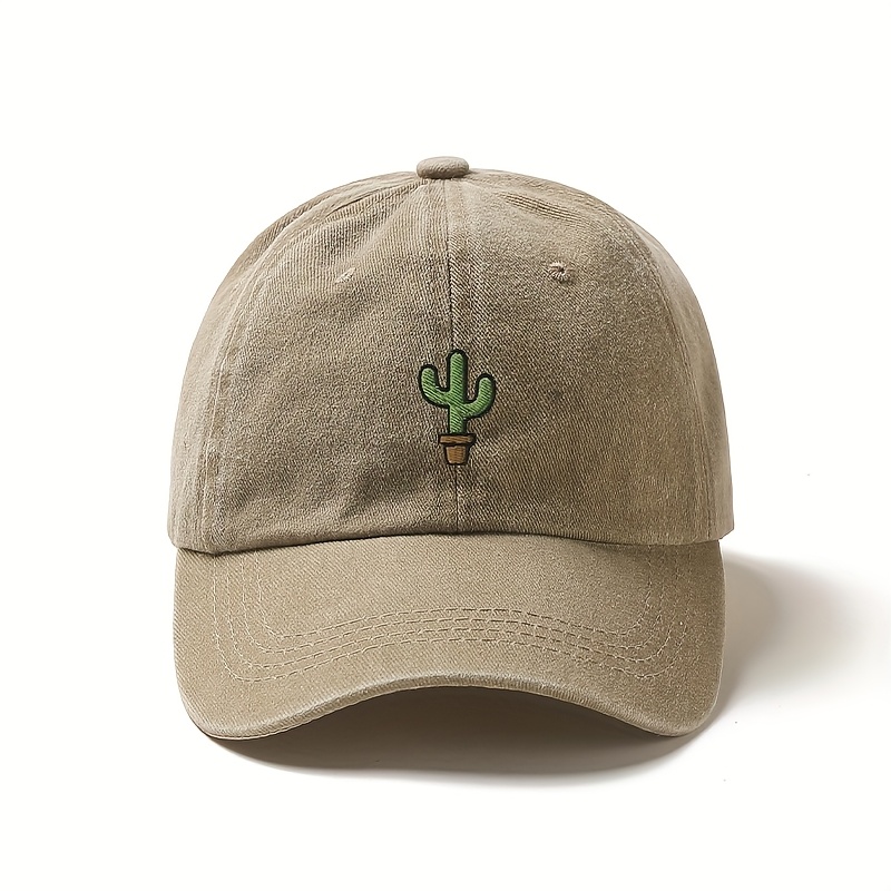 TEMU Adjustable Snapback Cactus Embroidered Baseball Cap - Lightweight Unisex Hat For , Multiple Colors, Perfect Gift For Couples & Family,