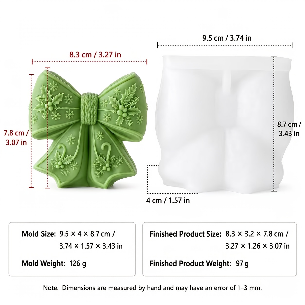 TEMU Koelvormen, 1 stuks Kerst Strik Holleboomblad Relief Vorm Siliconen Vorm, Geschikt voor Geurkaarsen, Diffuser Stenen, Gips Ornamenten, Kerst