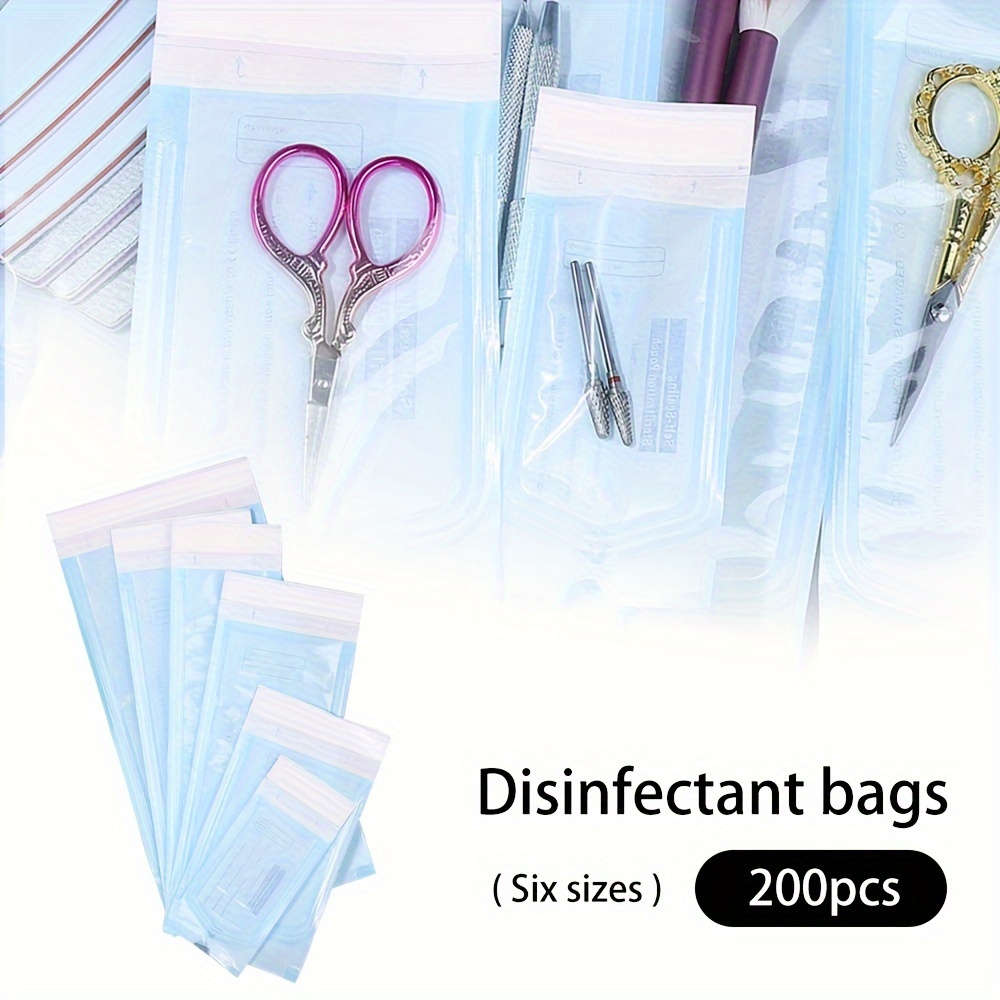 

200pcs Self-sealing Sterilization Pouches For Nail Art & Tattoos - 6 Sizes, Disposable Tool Storage Bags