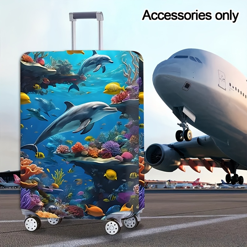 TEMU Travel Essentials - Pattern Luggage Cover, Smooth Texture, Elastic - Scratch Resistant Nylon Protective Cover For 45.72 - 81.28cm Luggage,
