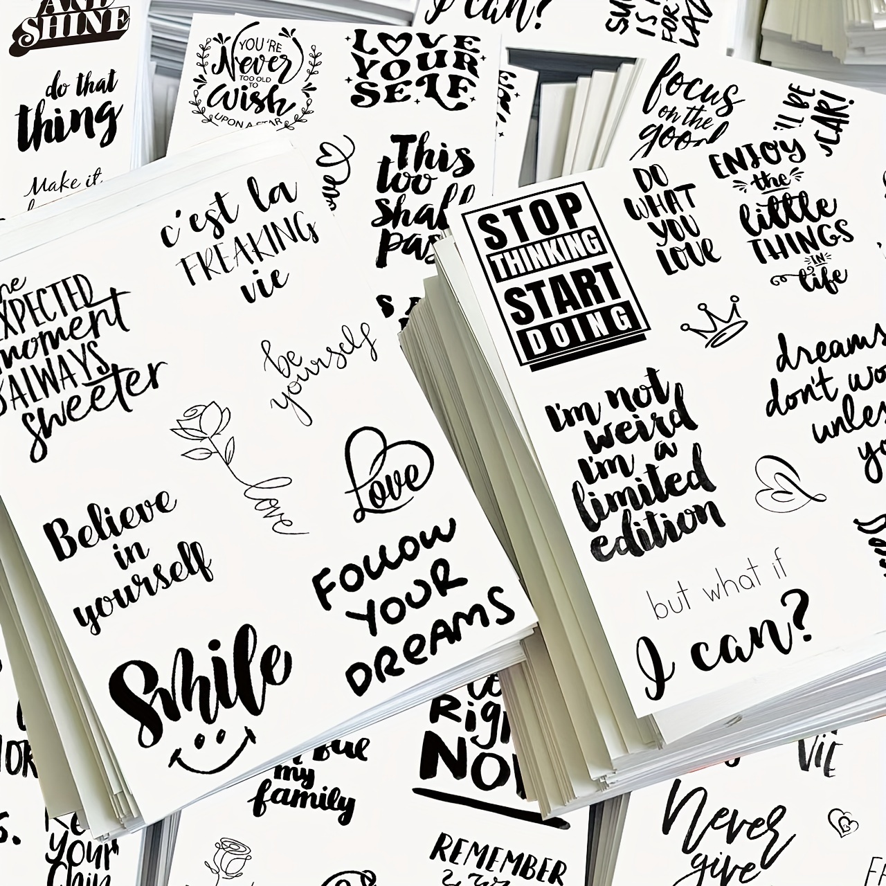 

8pcs Gutbd Inspirational English Slogan Stickers - Pvc, Handwritten Motivational Phrases For Scrapbooking & Journaling, Aesthetic Diy Decoration With Artistic Designs, Stickers