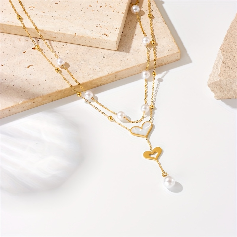 Women's 18K Gold-Plated Double-Layer Heart-Shaped Necklace