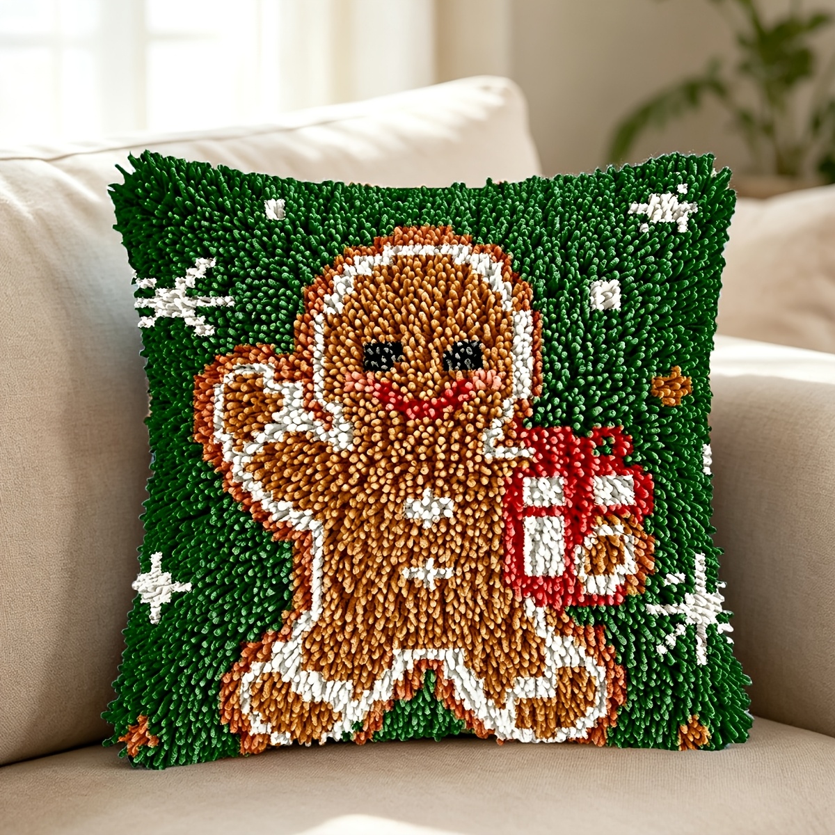 Christmas Gingerbread Man Latch Hook Kit for Beginners