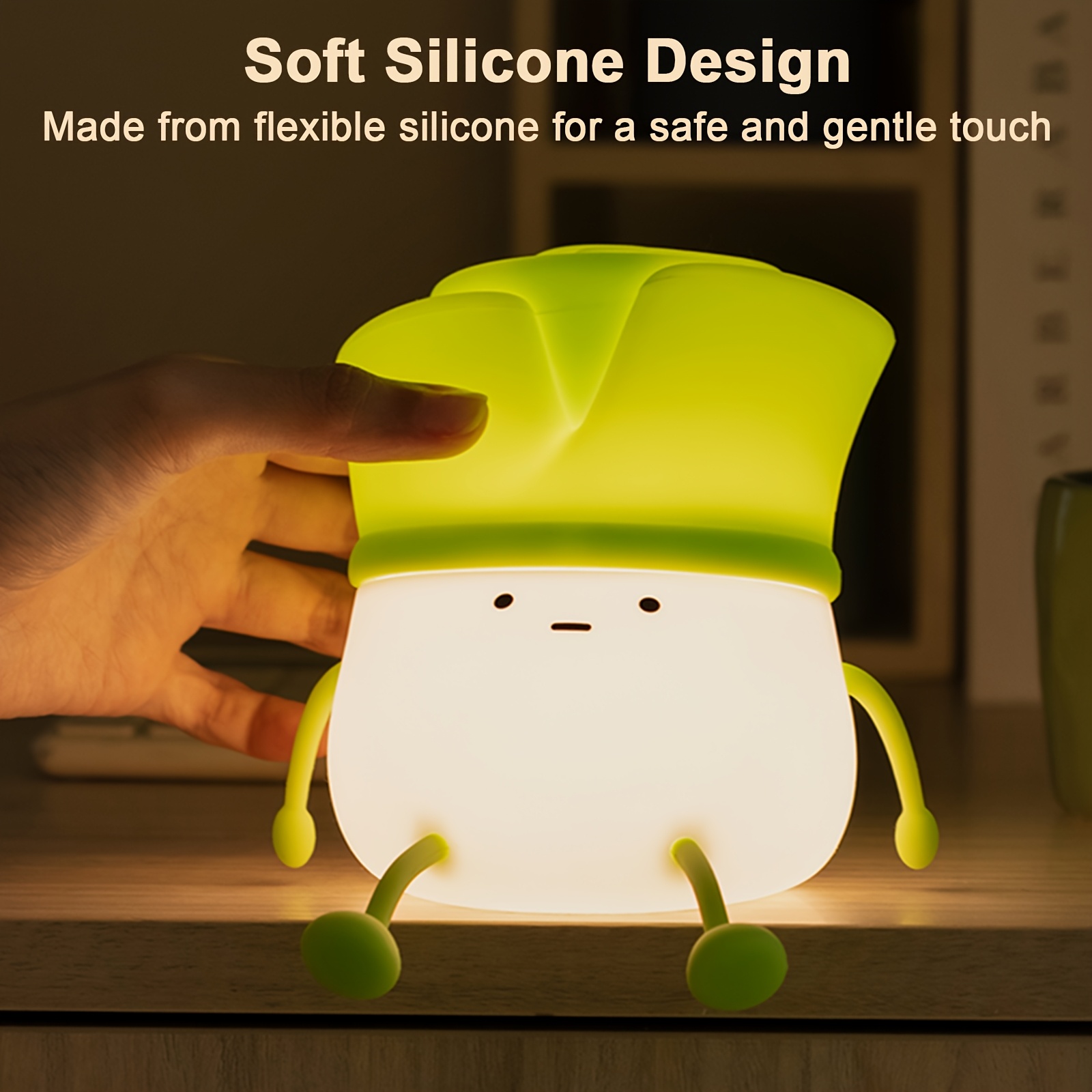 cute silicone nursery night light with adorable   rechargeable dimmable 3 level brightness auto shut off timer usb charging   bedroom or nursery decor youngsterss sleeping aid   character light durable plastic light Product details 2