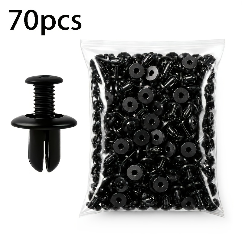 TEMU 70pcs Automotive Plastic Rivet Fasteners, Suitable For Car Door Trim Panel Fixing, Black Simple And Practical Essential Accessories, Fender
