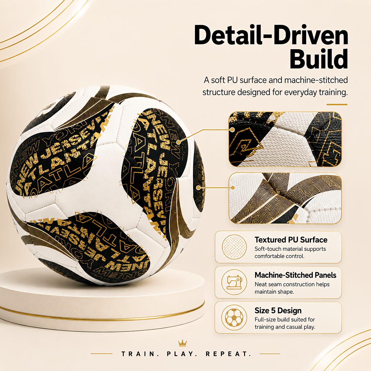 size 5 pu soccer ball machine stitched football with durable composite pu surface stable     and long   indoor   match practice ball for men and women Product details 3