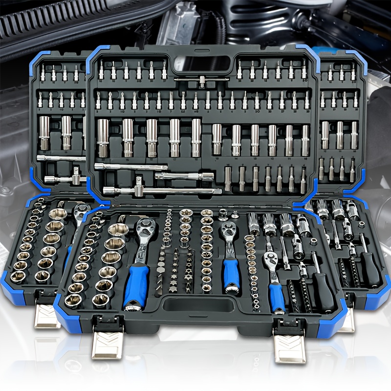172 46pcs professional car repair kit portable durable and   ratchet wrench kit for automotive marine motorcycle maintenance home   repairs including a portable case christmas gifts