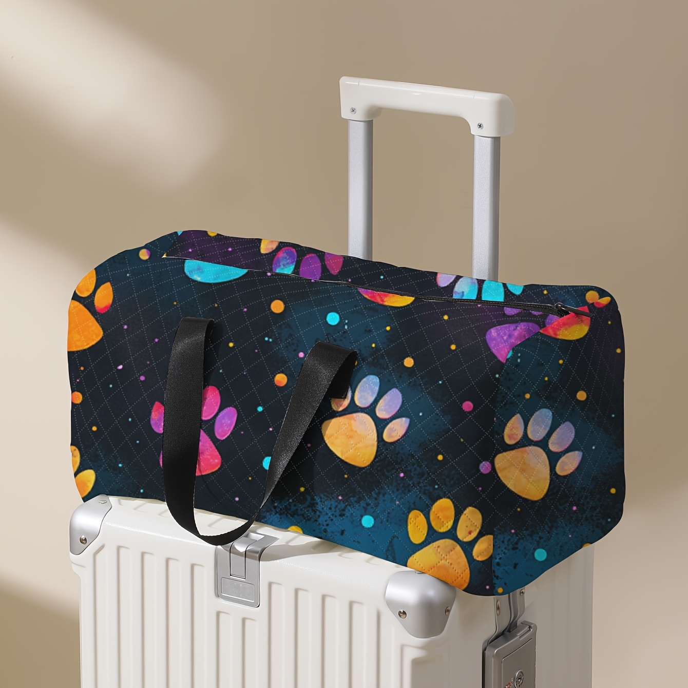 E-shop 1 Stück, Bunte -Muster Handtasche, Gitter Großraum Reisekoffer, Tragbare Übernachtungstasche, Modische Reisetasche, Yoga-Trainings-Tasche,
