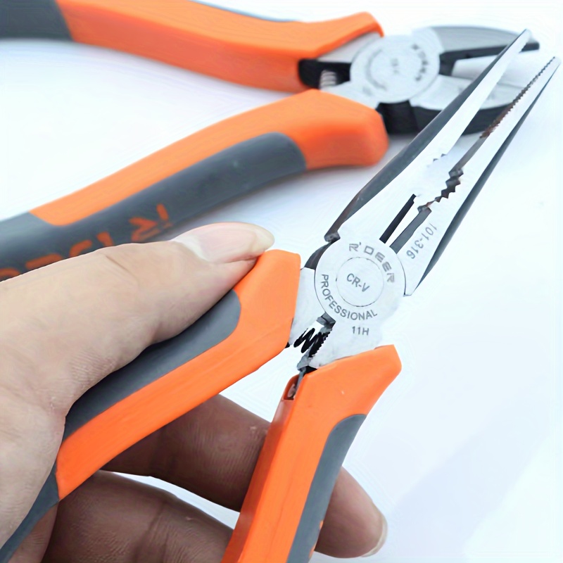 

Cavwell Needle Nose Pliers - Steel Construction With Orange & Gray Handle, Precision Cutting Tool For Industrial Use, For Comfortable Handling