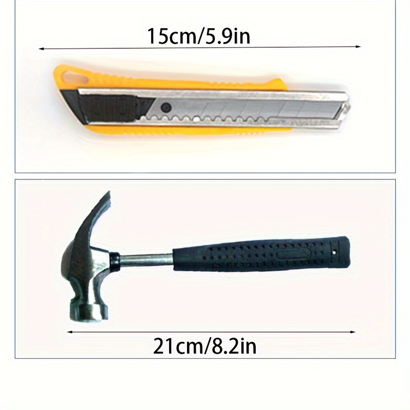 9pcs durable metal household tool set non electric hand tools in carrying case with hammer pliers screwdrivers measuring tape for diy projects and   Product details 2