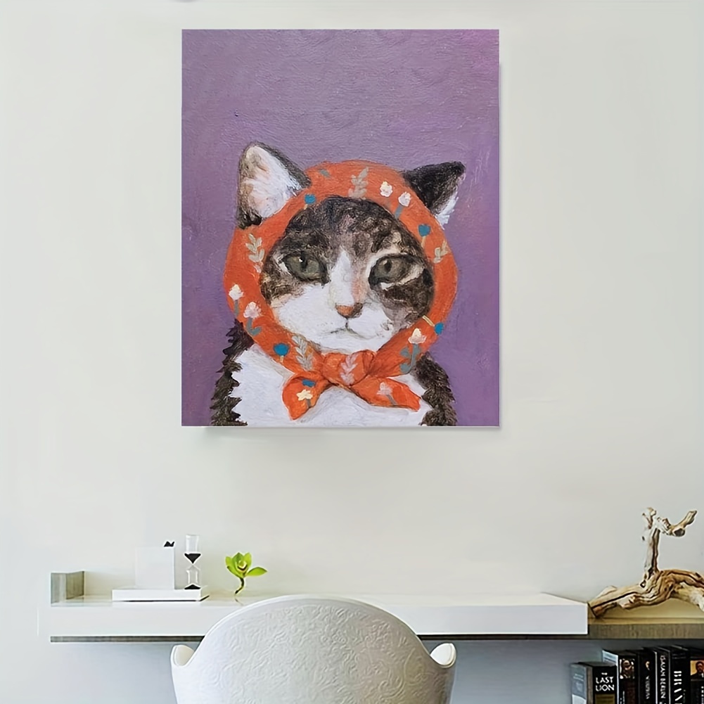 Peinture de chat à l'huile par numéros d'animaux sur toile avec cadre, Kit  acrylique